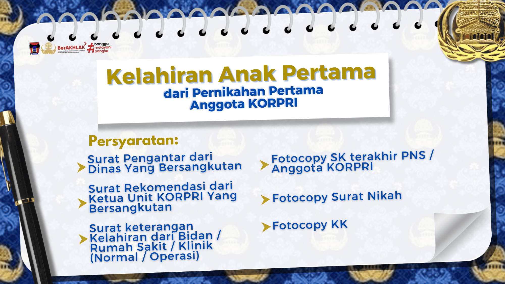 Bantuan Kelahiran Anak Pertama dari Pernikahan Pertama Anggota KORPRI Kota Padang